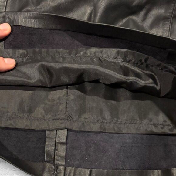 mgr Genuine Leather Skirt Black High Waist Pencil Lined Vintage USA 5/6 90s - Picture 8 of 8